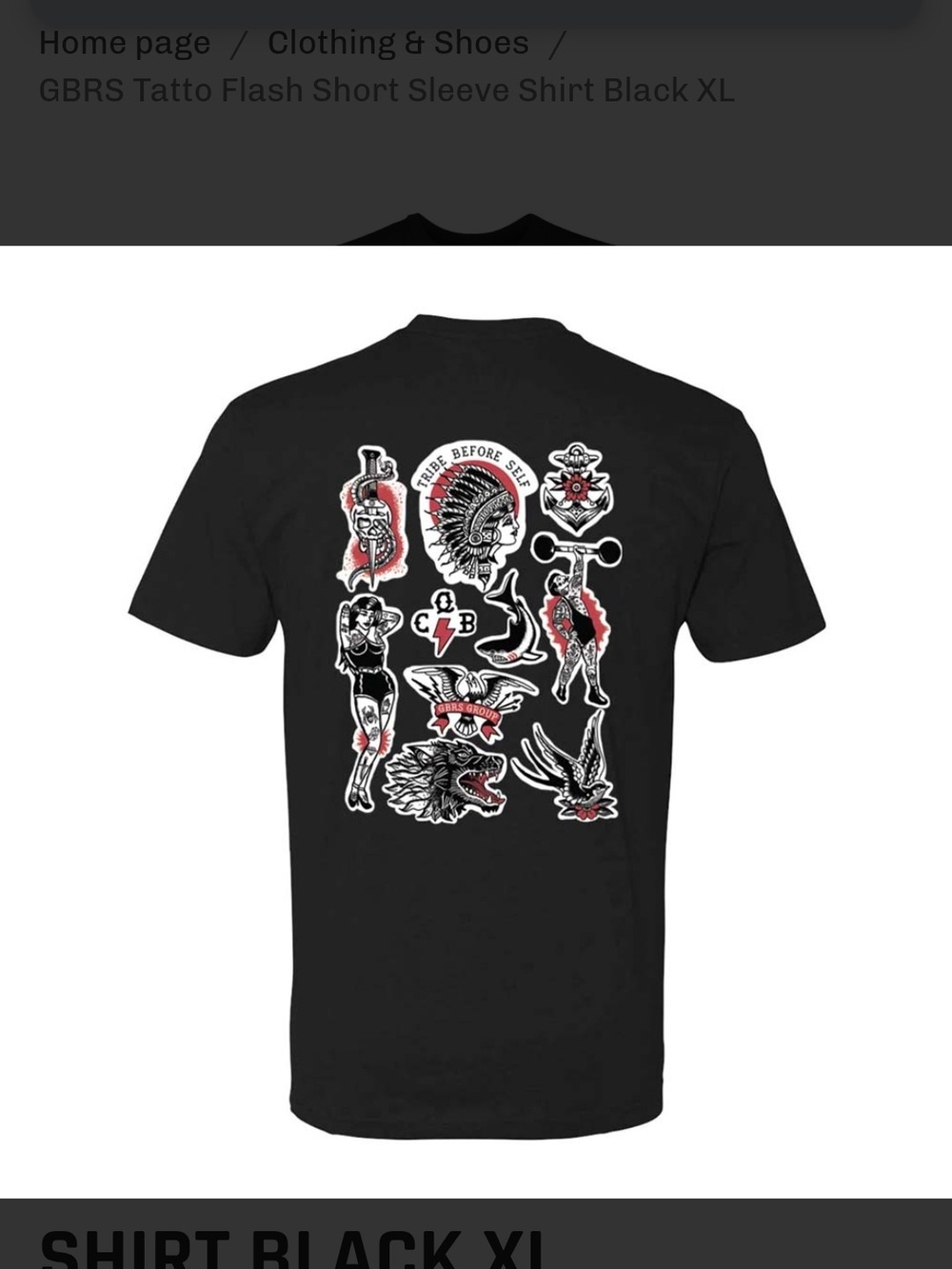 GBRS group Limited Run Tee Black Graphic Tattoo Flash Short Sleeve Shirt